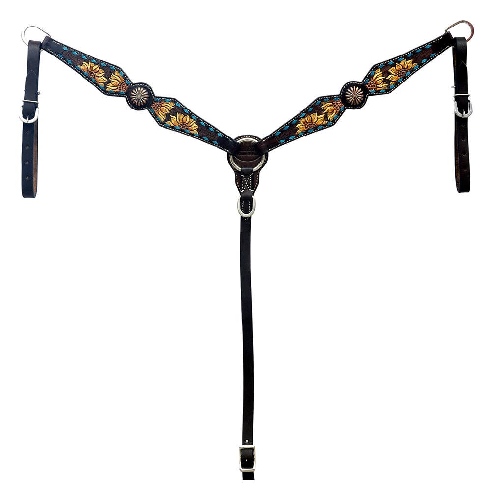 Western Horse Hand Carved Breast Collar Leather