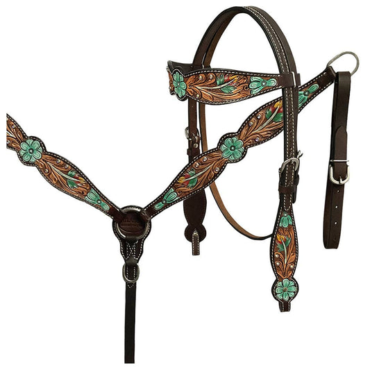 Horse Tack Set Spur Strap Leather Floral