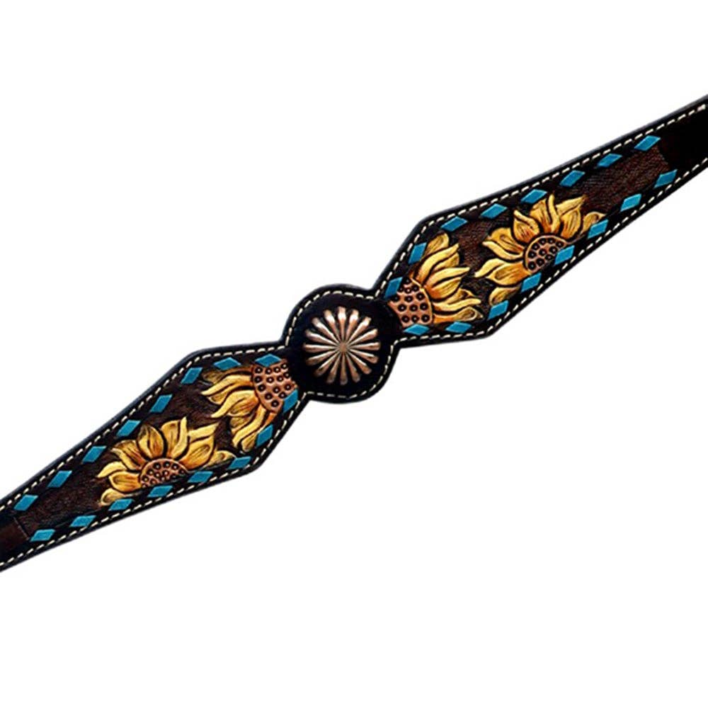 Western Horse Hand Carved Breast Collar Leather