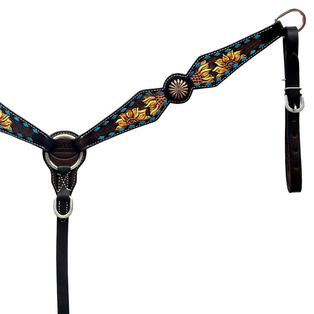 Western Horse Hand Carved Breast Collar Leather